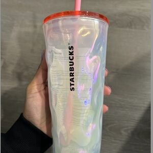 Starbucks Mottled Milky Luster Iridescent Glass Tumbler 18oz